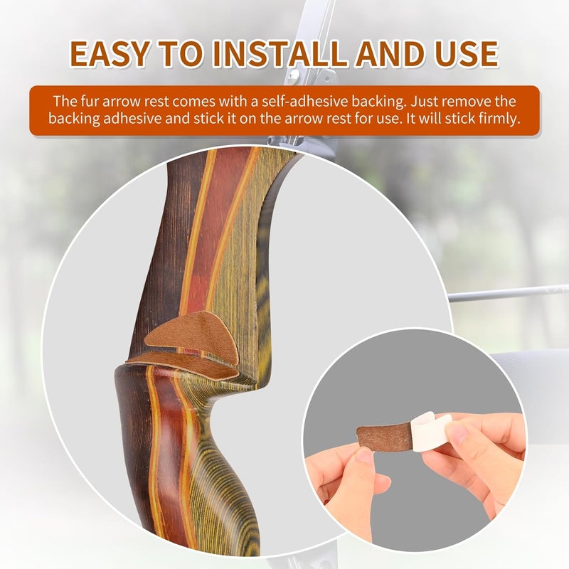 SP.G Arrow Rest for Recurve Bow - 4 Pairs Fur Recurve Arrow Rest Adhesive Bow Shelf Rest Stick on Traditional Recurve Bow for Hunting Shooting Archery Practice - Image 3